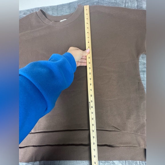 Zenana High Low Crewneck Sweatshirt Womens Plus 2X Brown‎ Pockets Mocha - Picture 9 of 14